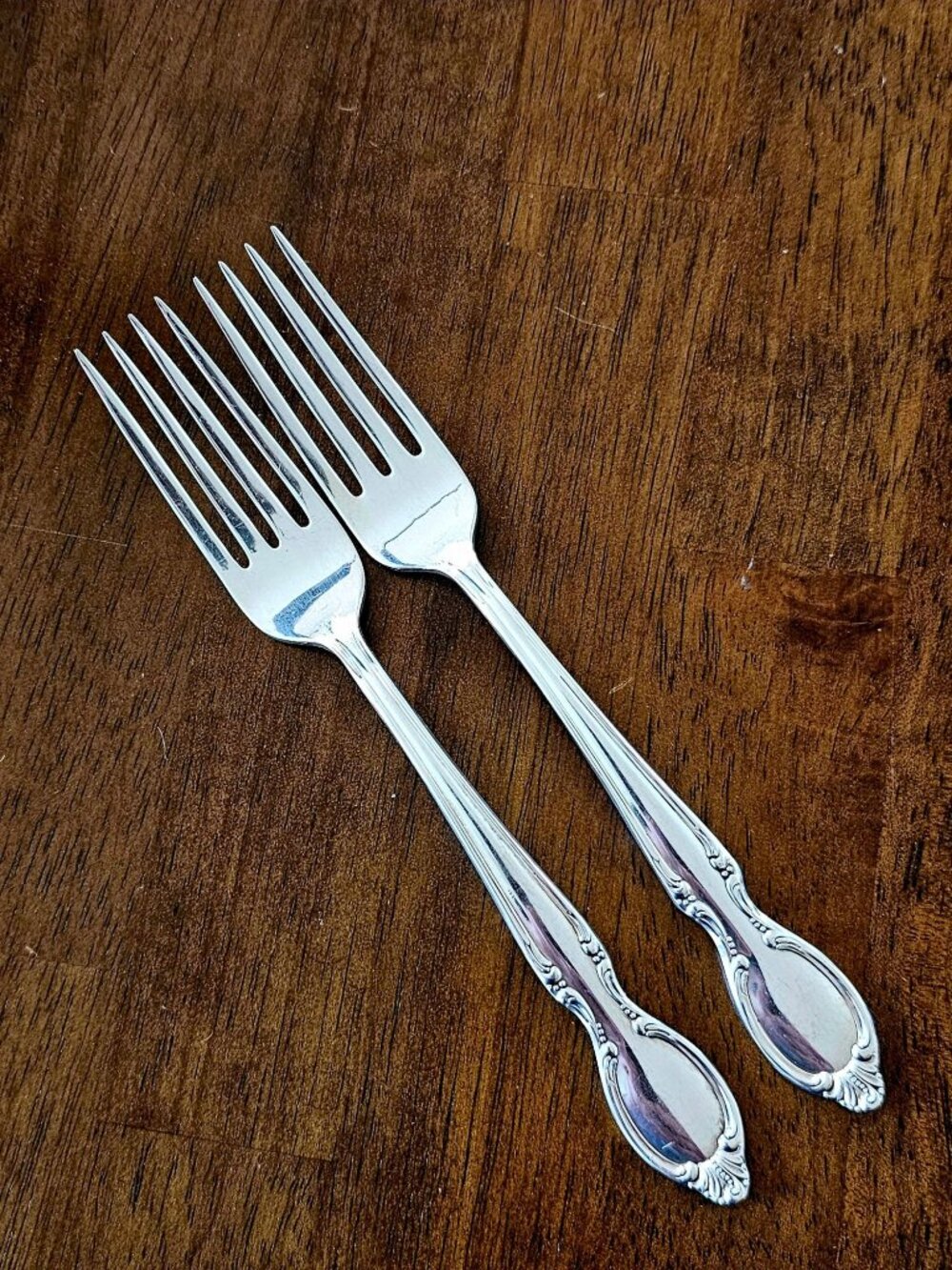 2 Wm Rogers Precious Mirror Fork vintage Silverplate MCM 1954 Flatware
